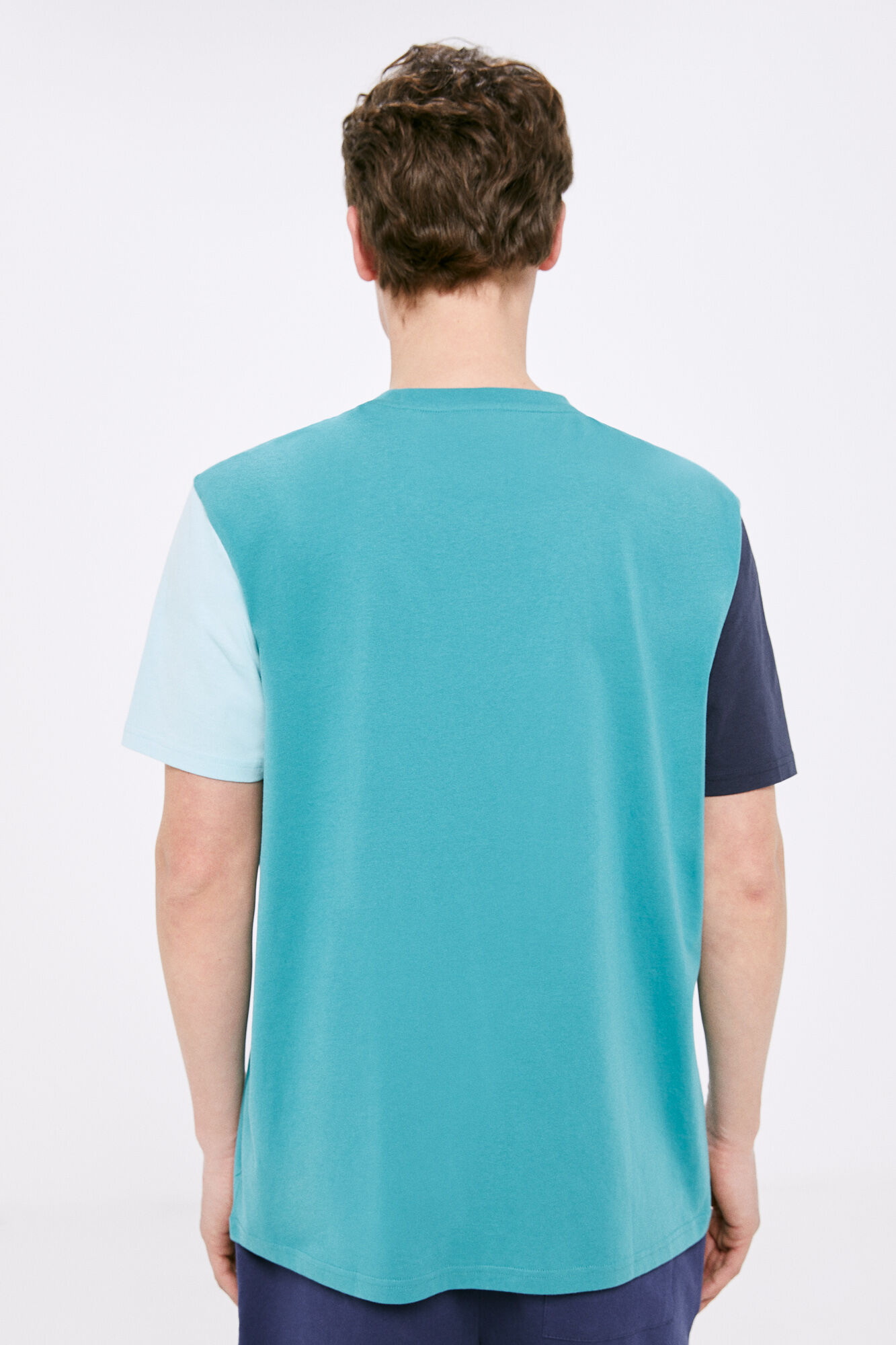 Camiseta color block - turquesa