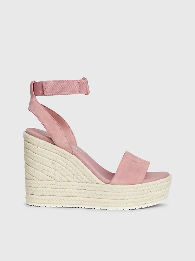 Sandálias espadrille de camurça com salto plataforma