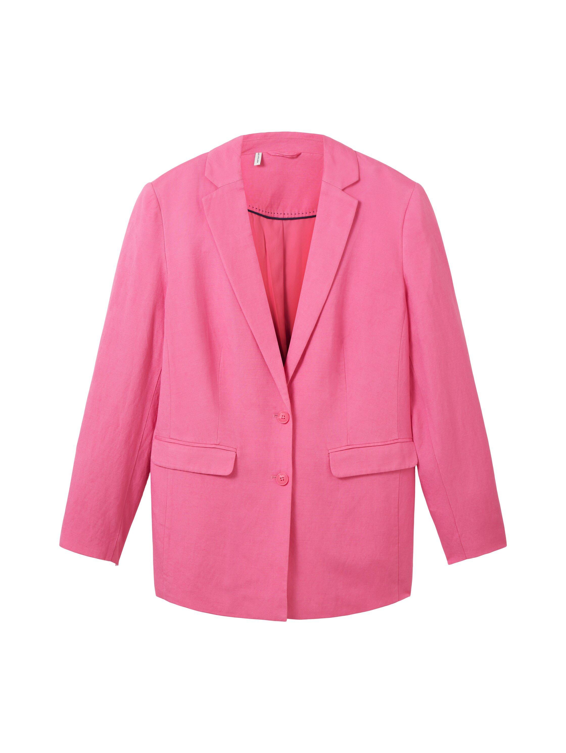 Blazer mit tiefem Reverskragen, im Leinen-Mix