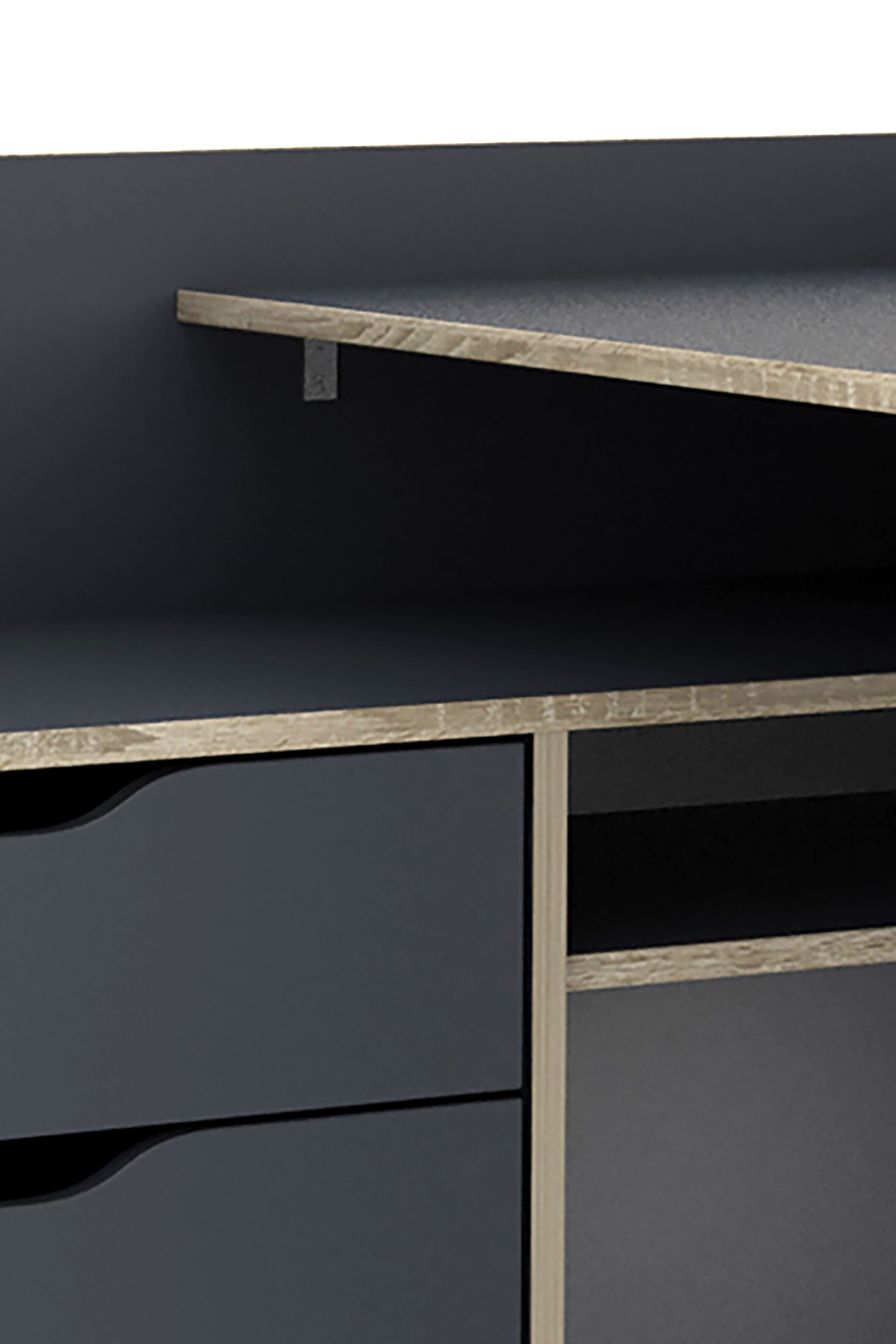 byLIVING Winkelschreibtisch BELFAST, Breite 129 cm, anthrazit/Artisan Eiche