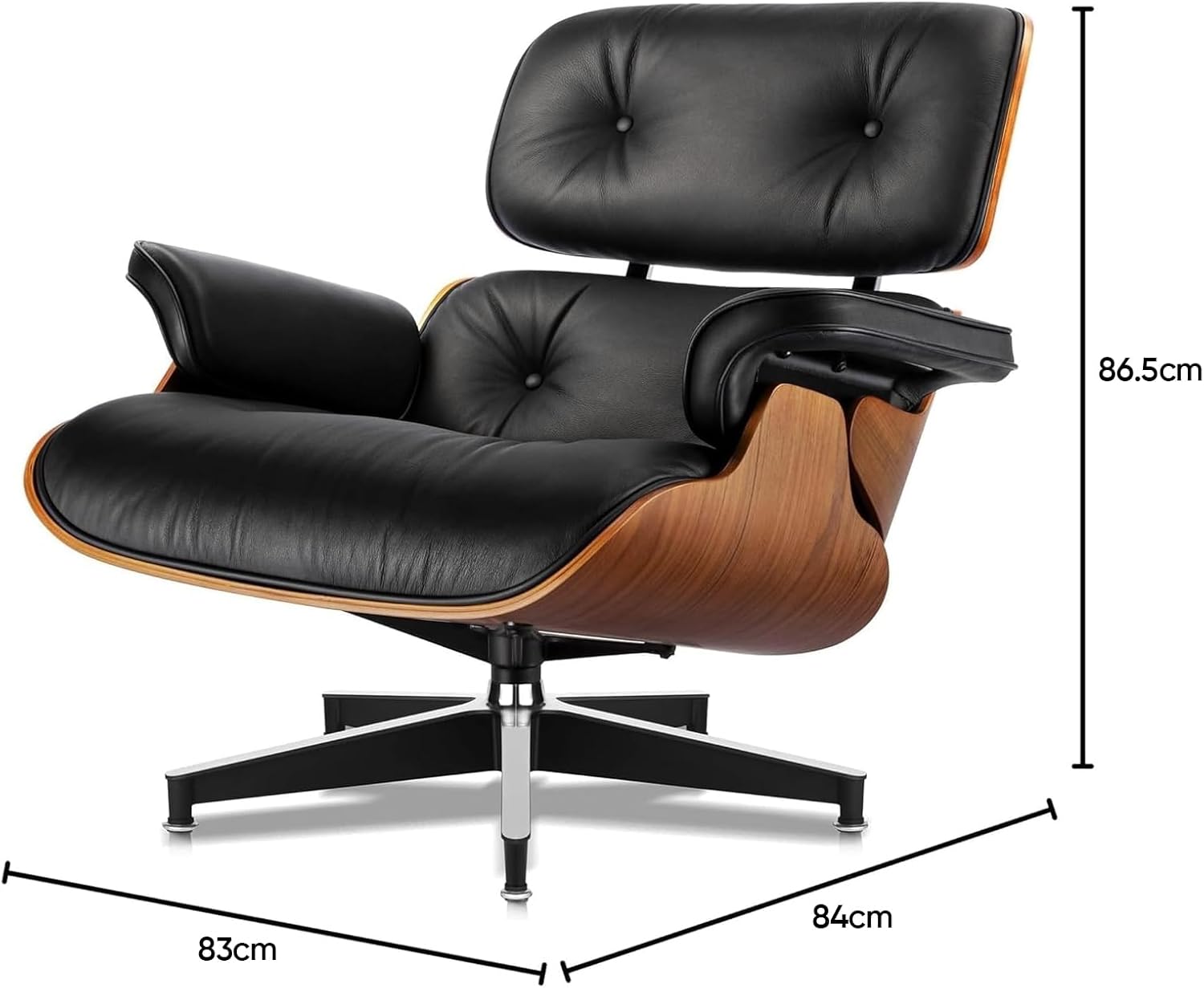 Echtleder-Entspannungssessel mit Fußhocker, moderner Fernsehsessel, drehbarer Chaiselongue mit Ottomane, Fester Neigungswinkel von 105°, einzigartiges Design mit gepolstertem Kissen