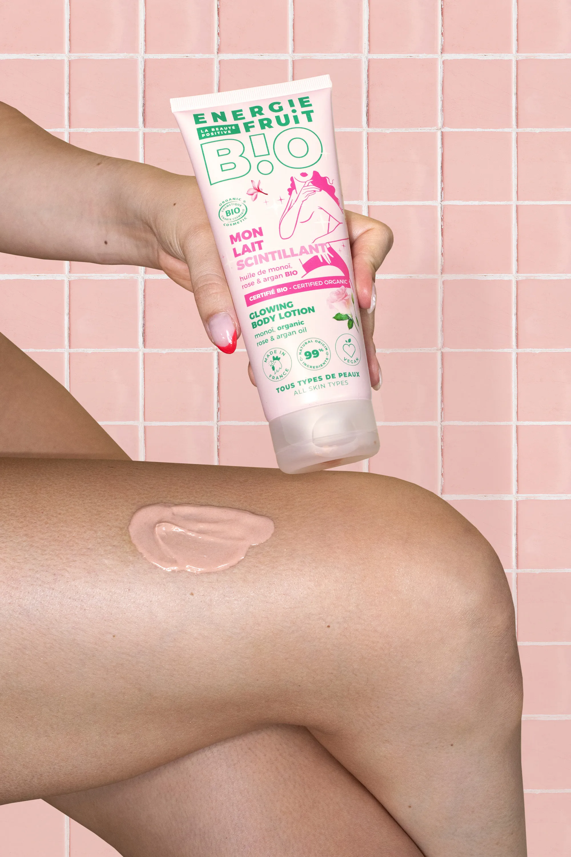 Energie Fruit Lait corps scintillant au monoï rose-200 ml