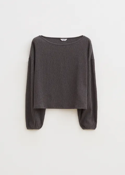 T-shirt met structuur antraciet (ANTRA)