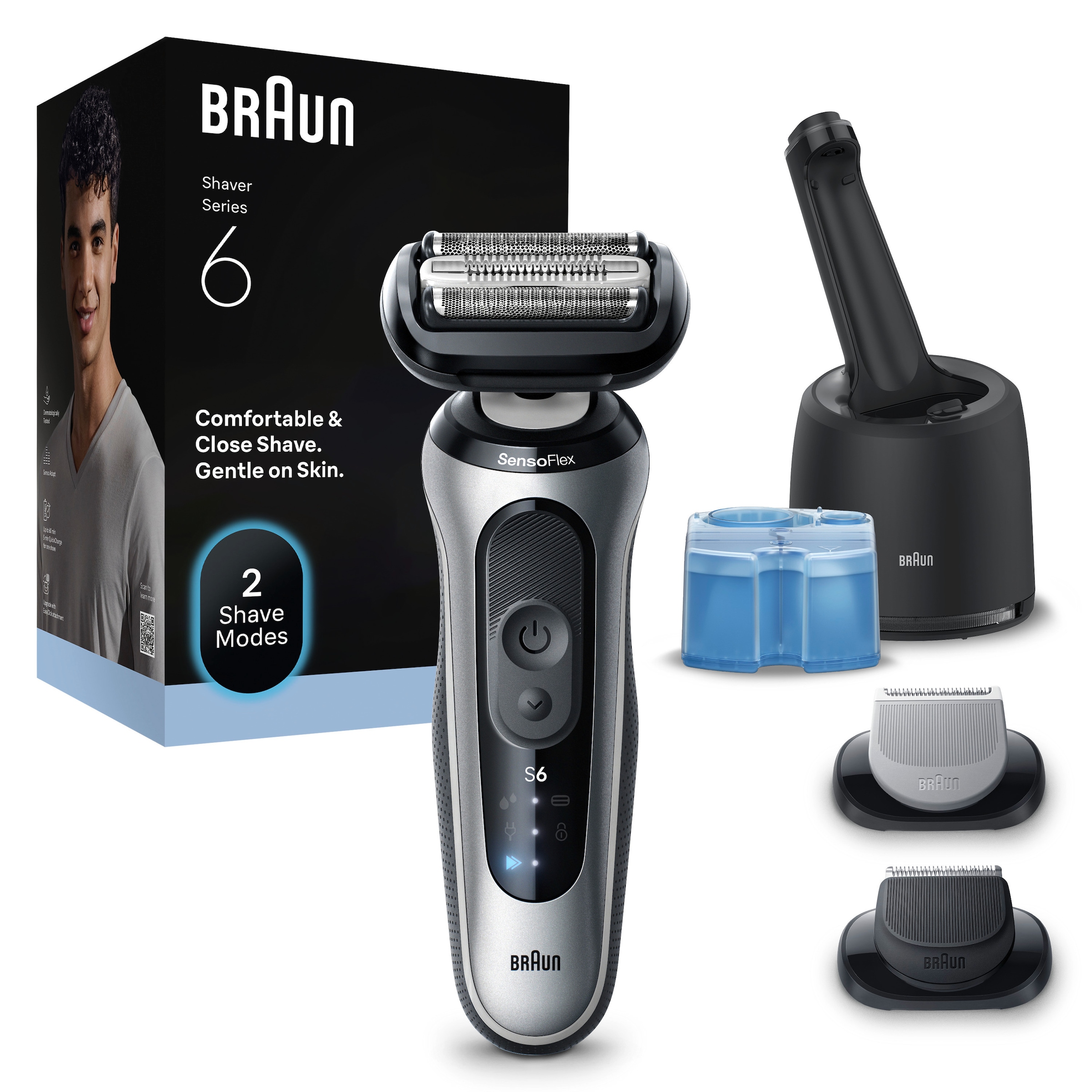 Braun Elektrorasierer »Series 6 62-S7650CC« Smart Care Center 2 Stk. Aufsätze 100% wasserdicht, mit 4in1 SmartCare Center, +2 Aufsätze
