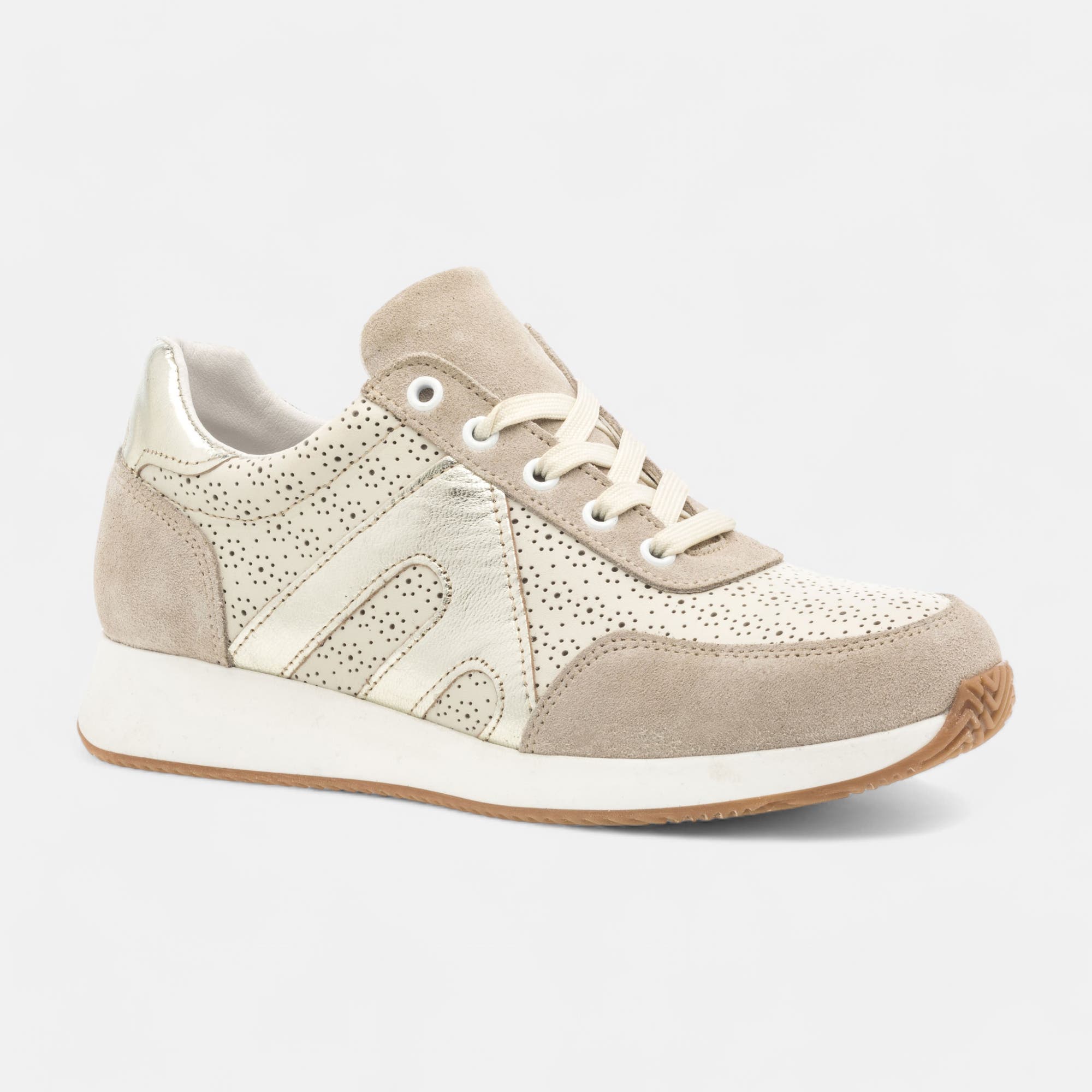 Baskets basses Femme en cuir beige