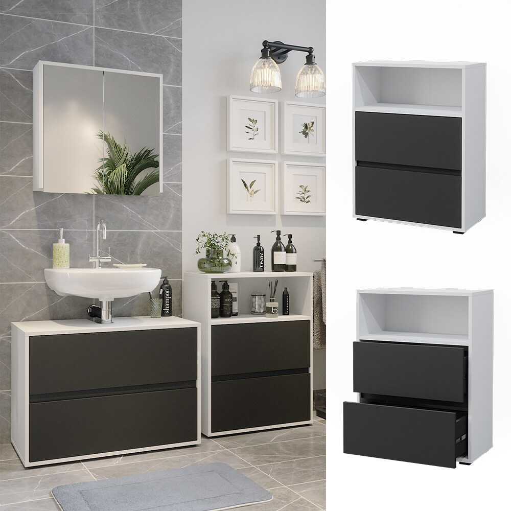 Vicco Midischrank Maltin Weiß Anthrazit 60 x 30 cm Badezimmer
