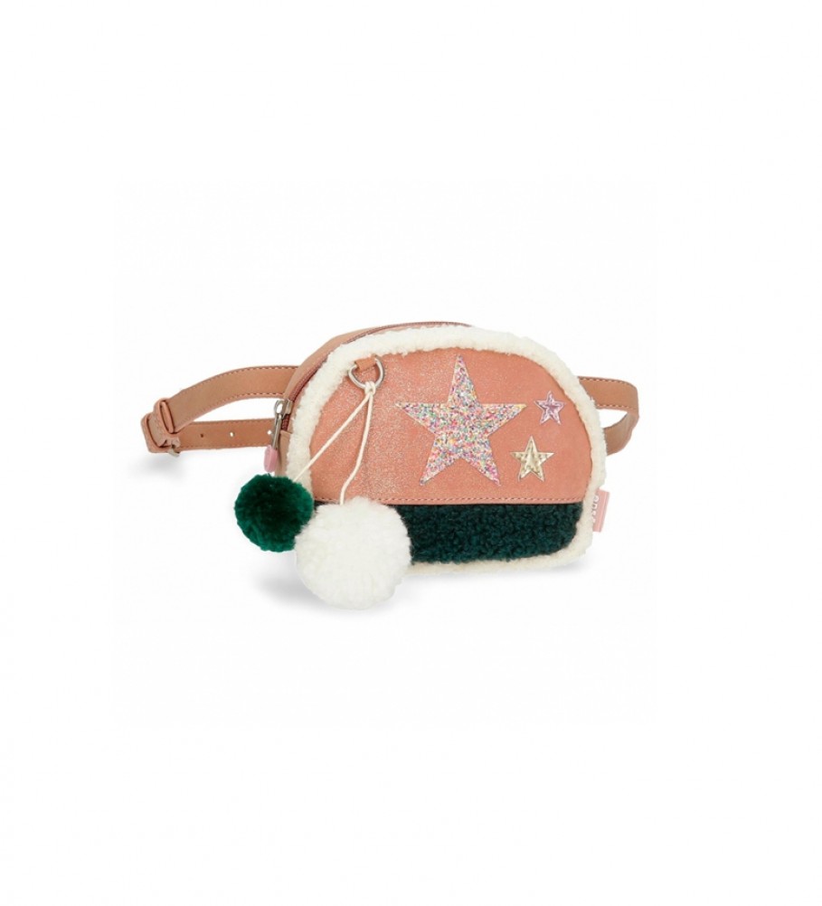 Bolsa de cintura Enso Shine Stars, rosa e verde - 17x12x6cm -