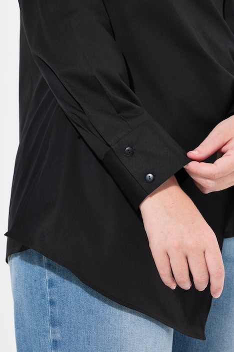 Bluse, drapiert, Hemdkragen, Langarm, Biobaumwolle