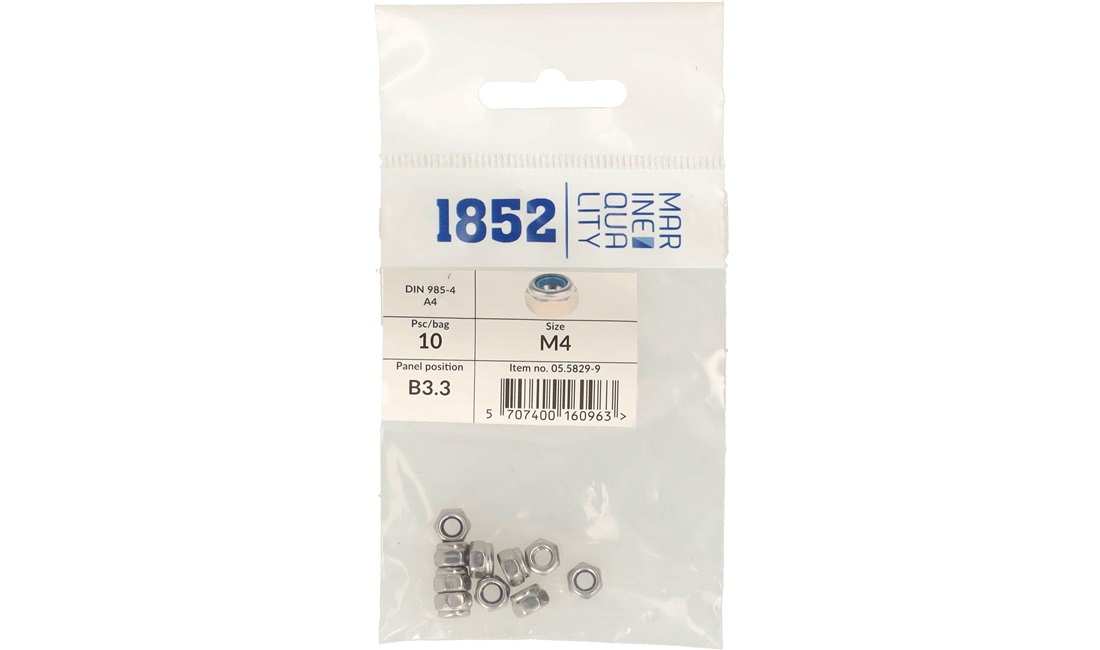 Låsemøtrik m5 a4 din 985-4 10 stk