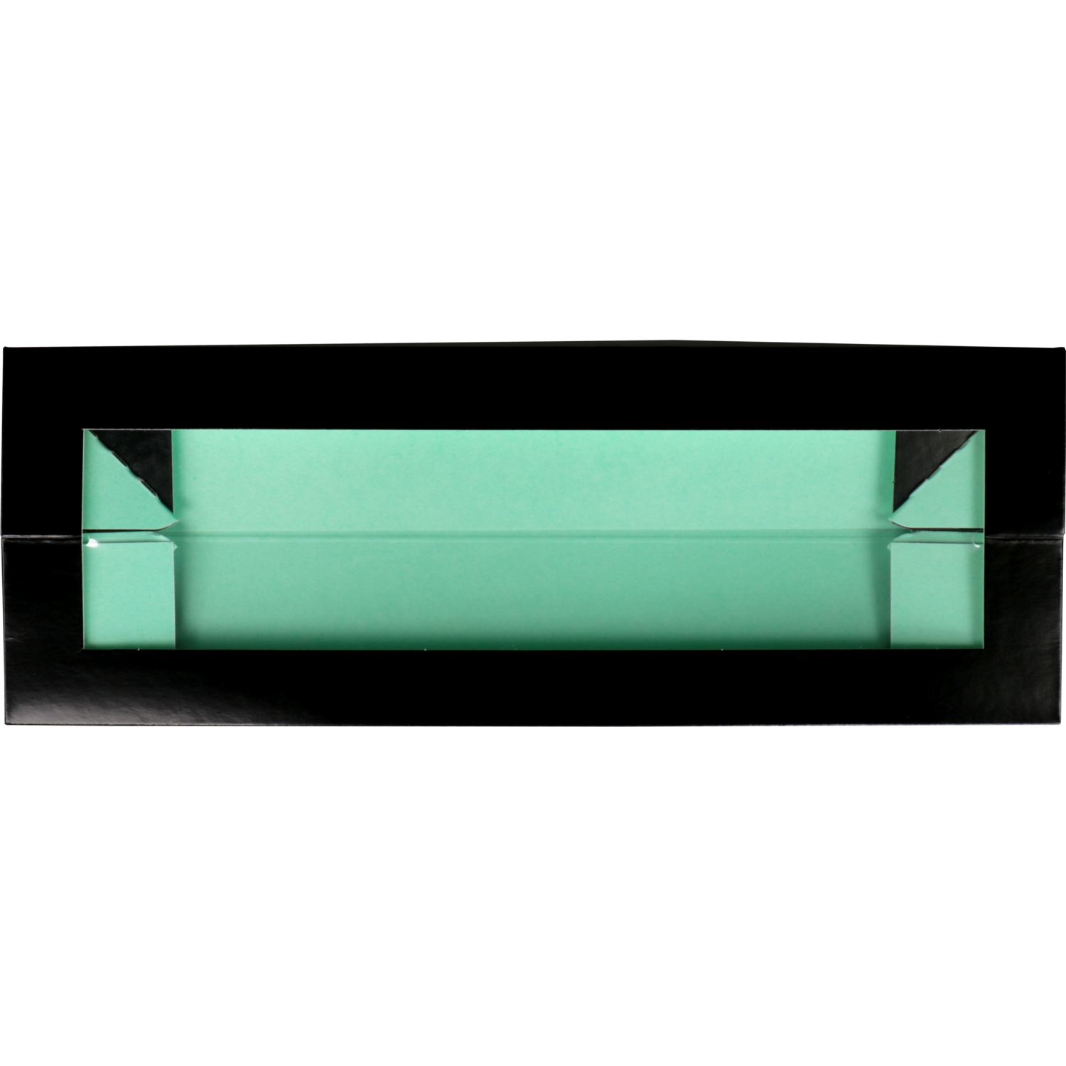Macarondoosje, karton + PP, 260x47x47mm, zwart/mintgroen