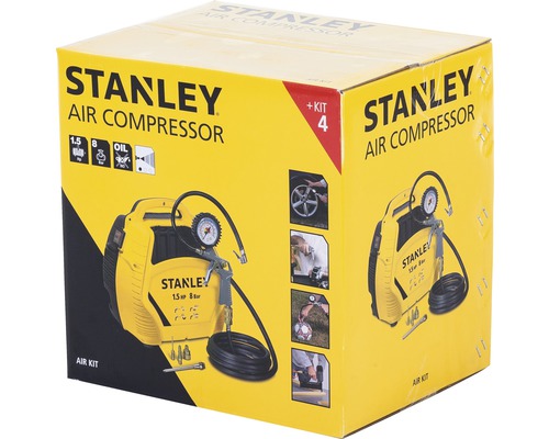 Stanley mobiele compressor inclusief bandenpomp, 3m luchtslang en 3x adapters