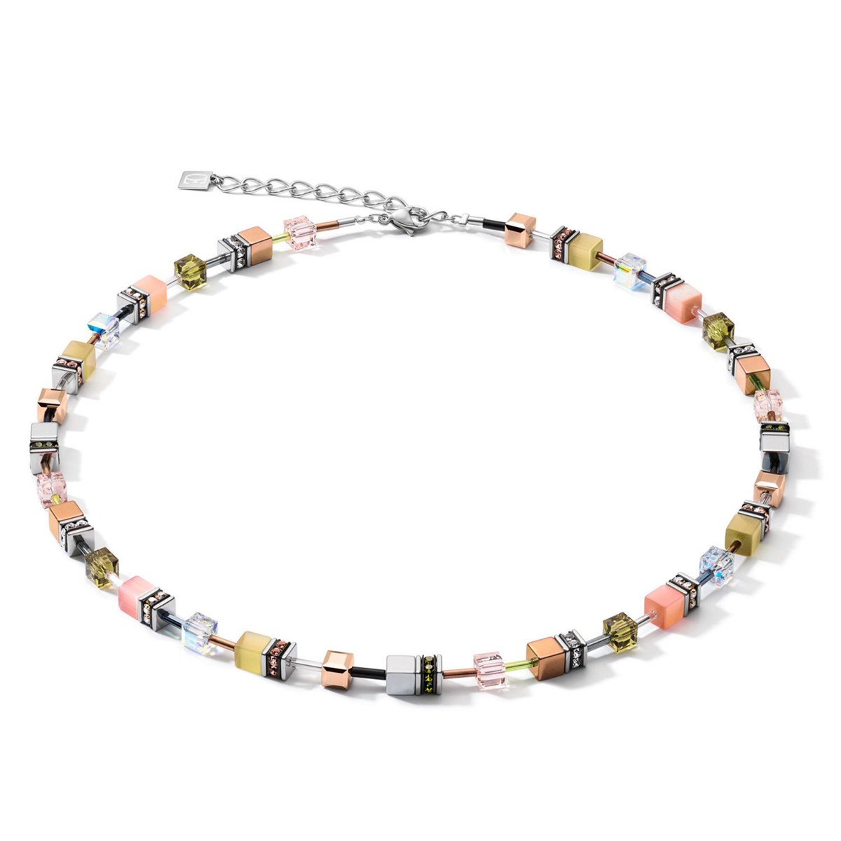 Collier Coeur de lion GeoCUBE® medium olive-pêche