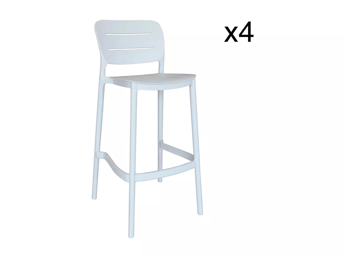 Now's Home - Lot De 4 Tabourets De Bar Blanc Exterieur En Polypropylene