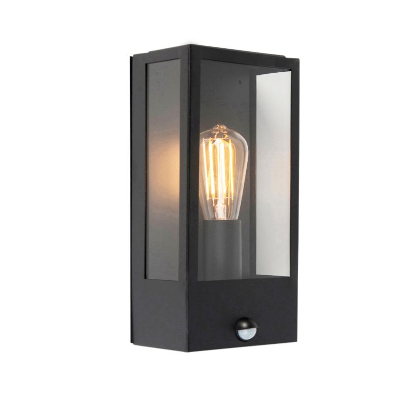 Buiten wandlamp zwart met bewegingsmelder IP44 - Rotterdam