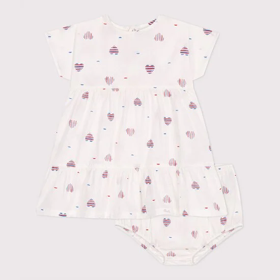 Robe bébé en coton manches courtes et bloomer imprimés cœurs   Avalanche        de               Petit Bateau