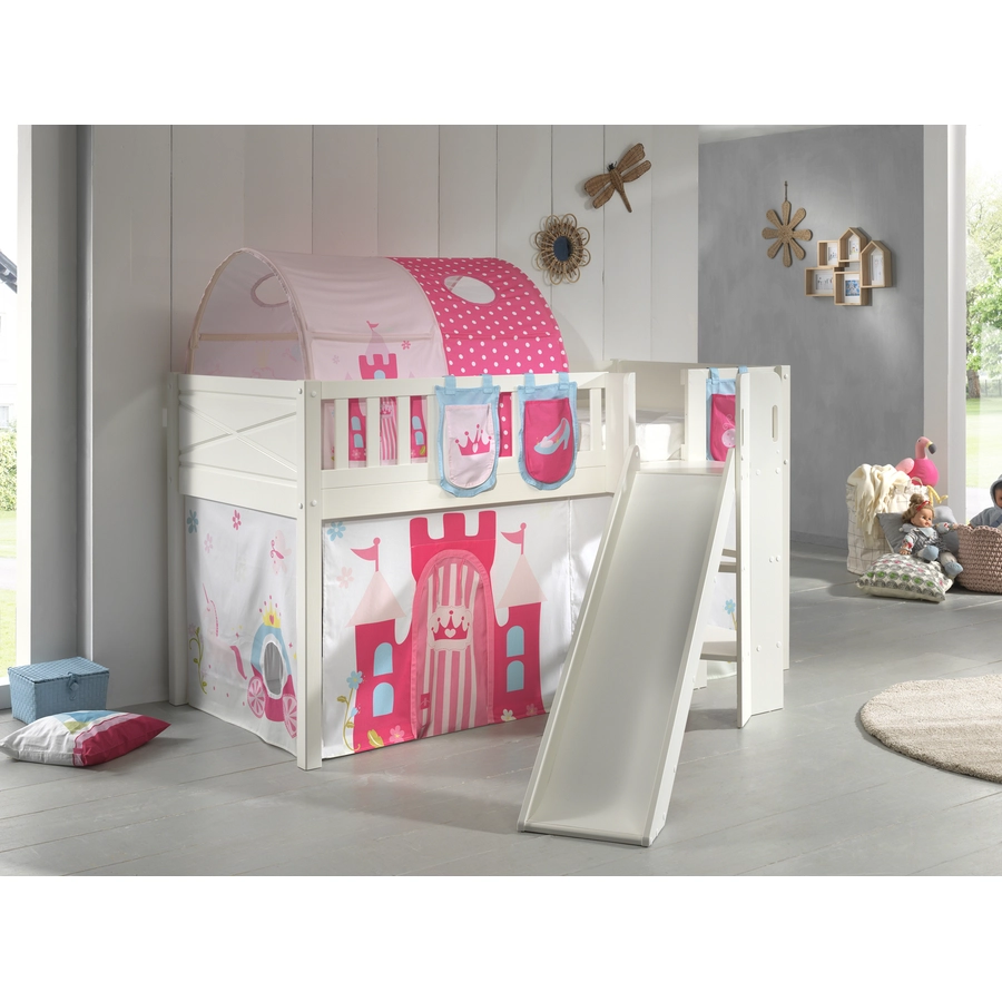 VIPACK Spielbett SCOTT 90 x 200 cm Princess 3-teilig weiß