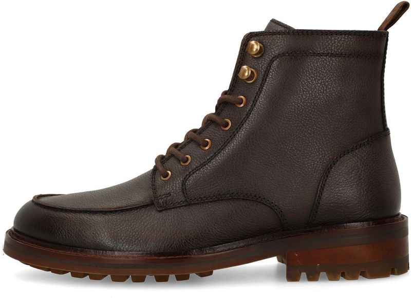 Manfield - Bruine Leren Veterschoenen - Heren