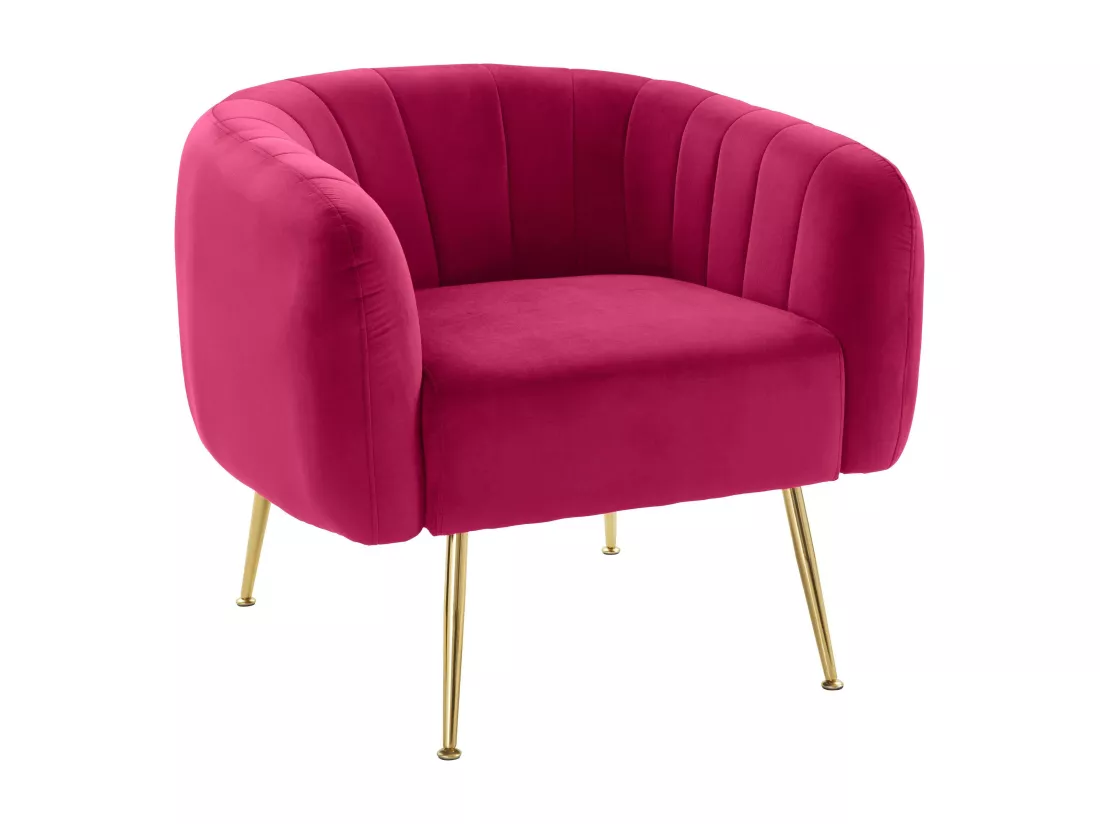 Mario | Fauteuil en velours/jambes dorées rouge