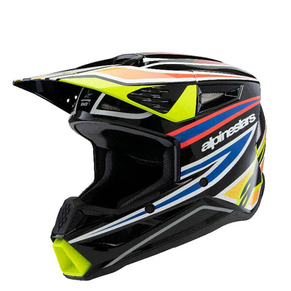 Alpinestars - Casque enfant Youth S-M3 Wurx Noir / Jaune fluo / Bleu / Rouge