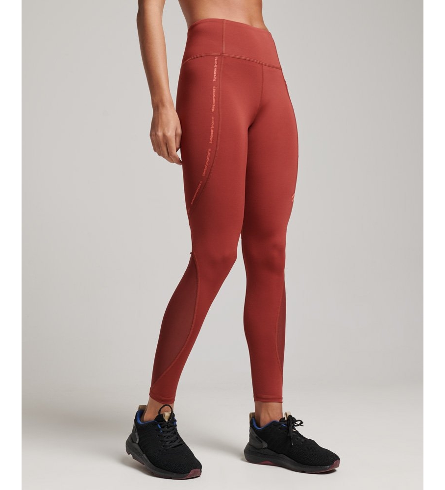 Calça legging longa e ajustada Superdry Active Mesh, vermelha
