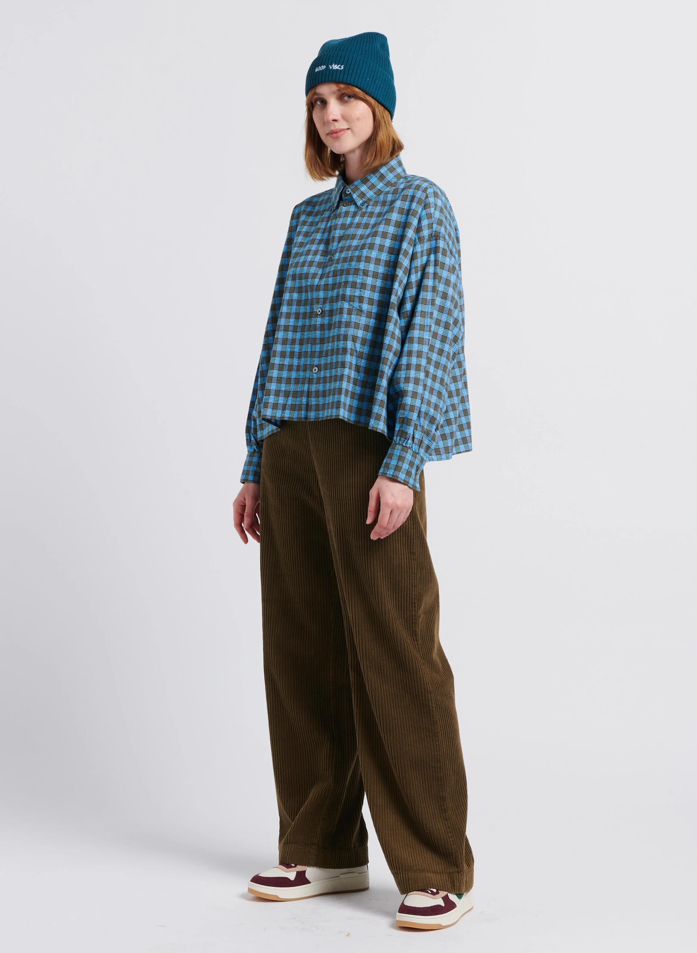 DAVIS - Pantalon en velours côtelé en coton| Vert