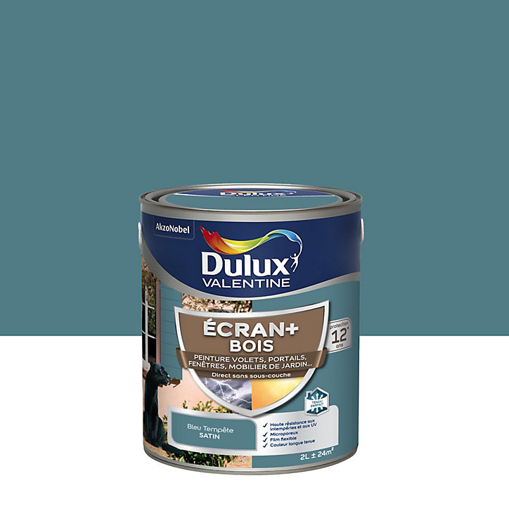 Peinture extérieure Ecran+ bois Dulux Valentine satin bleu tempête 2L