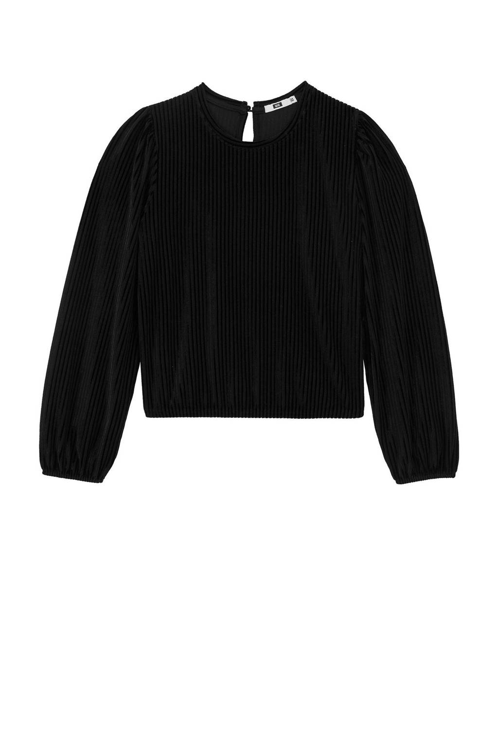 WE Fashion zwart rib gebreid