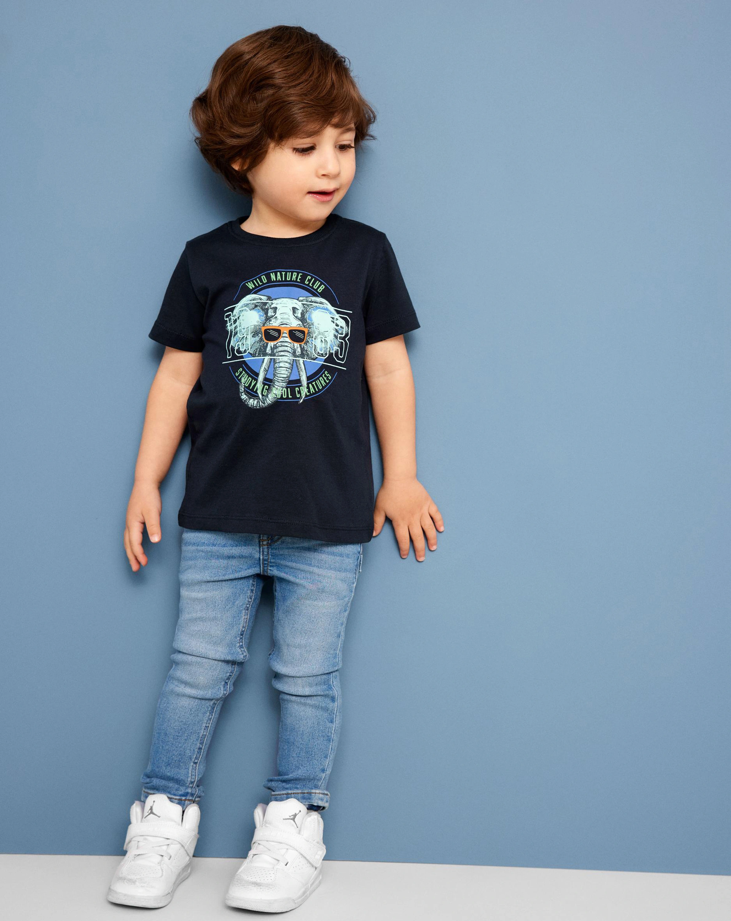 T-Shirt NMMBERT - WILD NATURE in dark sapphire