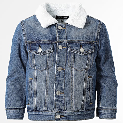 Veste Jean Enfant Col Mouton VJ356 Bleu Denim