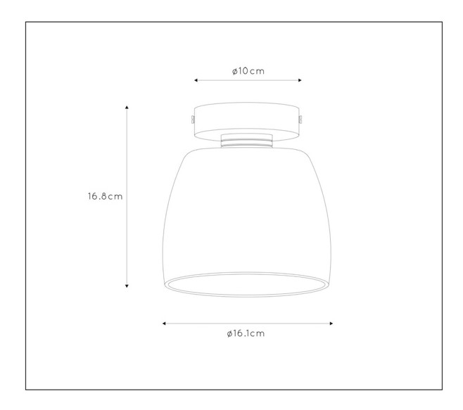 Lucide Tyler plafondlamp 33W smoke glas zwart