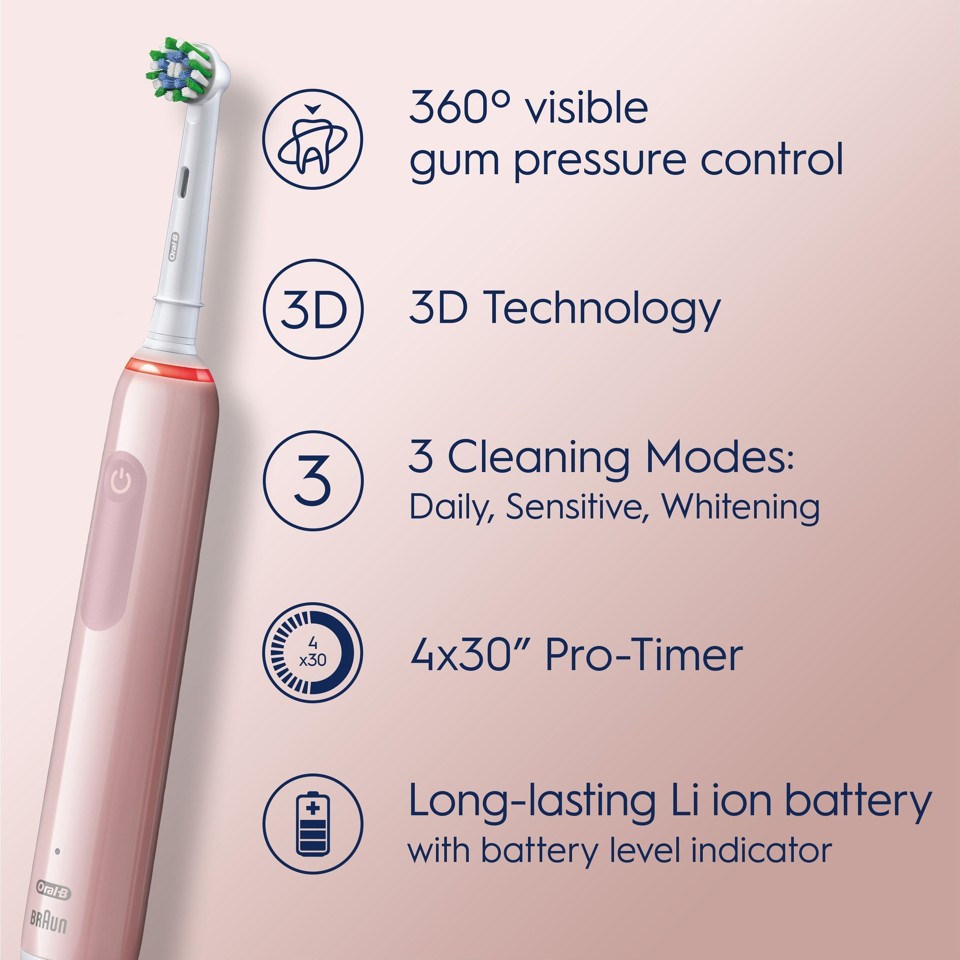 Oral-B - Dobbeltpakke Pro3 3900N Sort & Pink Elektrisk Tandbørste