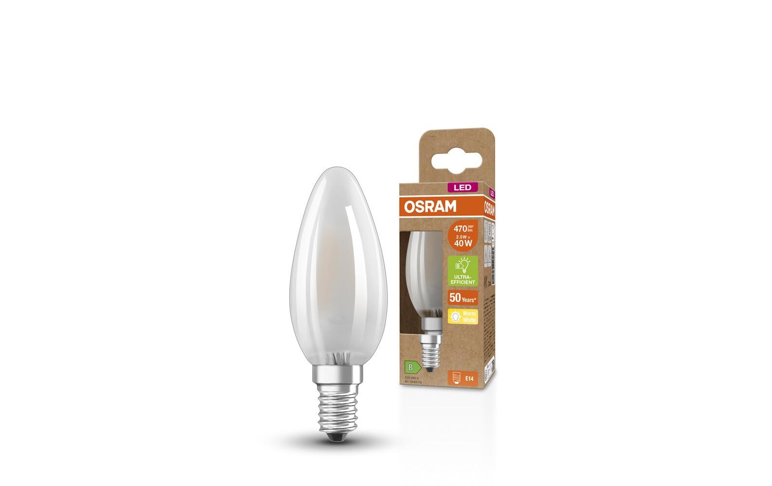 LED CLASSIC B LAMPS ENERGY EFFICIENCY B 2.9W, E14, WarmweissLED-LAMPEN, klassische Minikerzeform, ENERGIEEFIZIENTKLASSE B