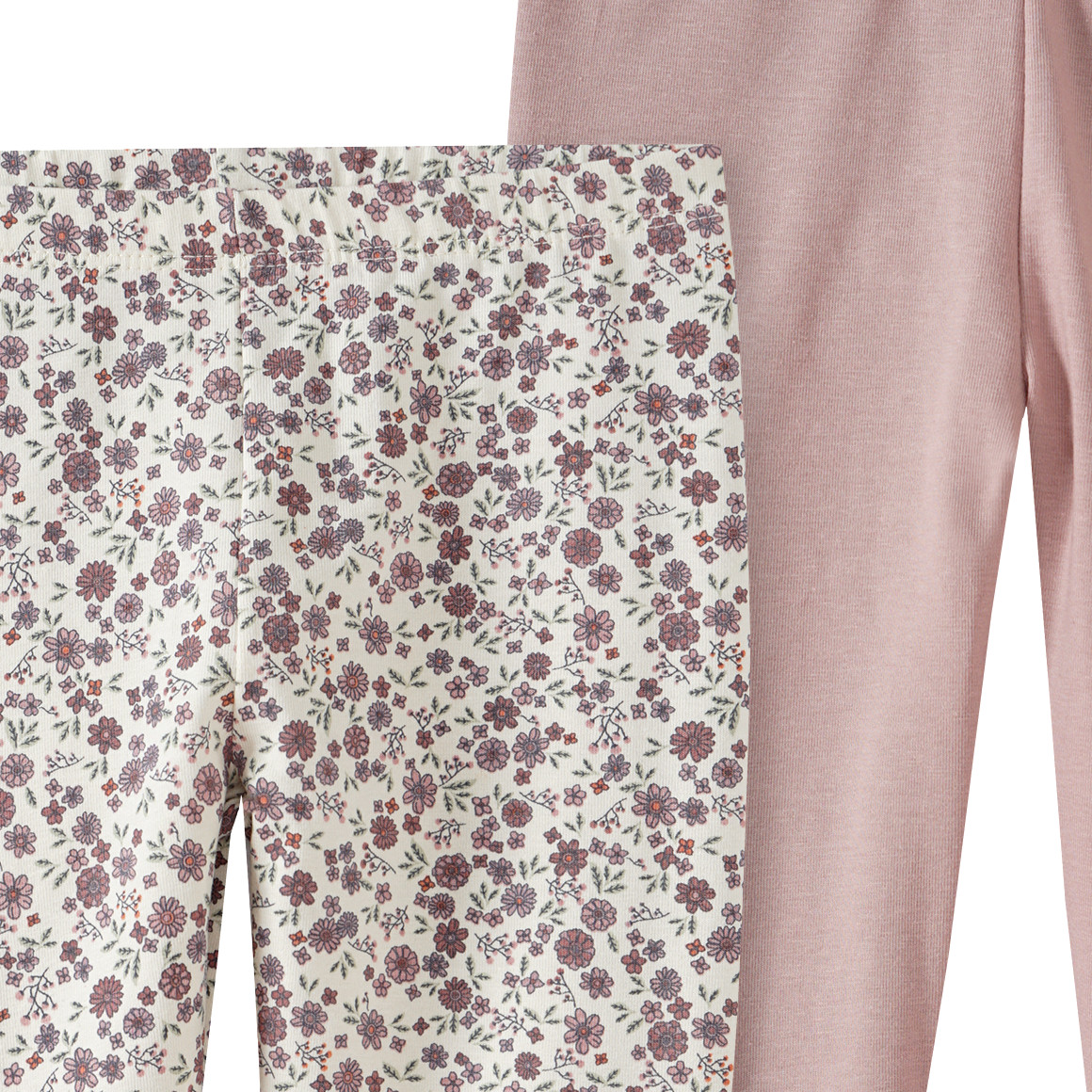Topolino Pure Collection 2 Mädchen Leggings mit Blümchen hellbeige / puderrosa