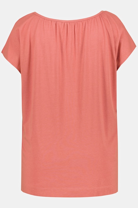 T-Shirt, Rundhals, Raffung, Oversized, Halbarm