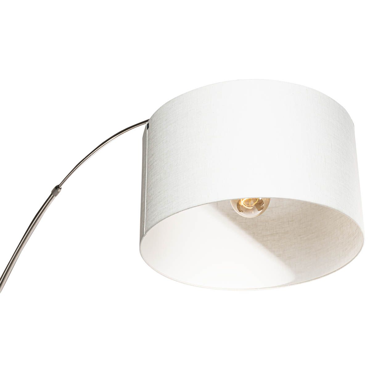 Booglamp staal stoffen kap wit 50 cm - XXL