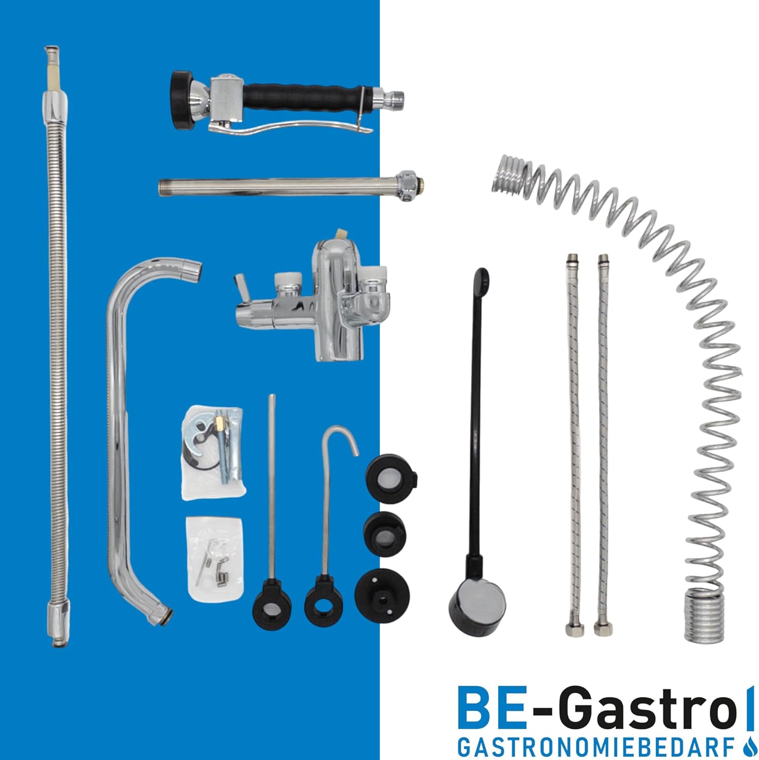 I Profi Gastro Geschirrbrause „Premium“ inkl. Wasserhahn, Mischbatterie & ergonomischem Langhebelgriff I Gastrobrause mit Zubehör (60cm)