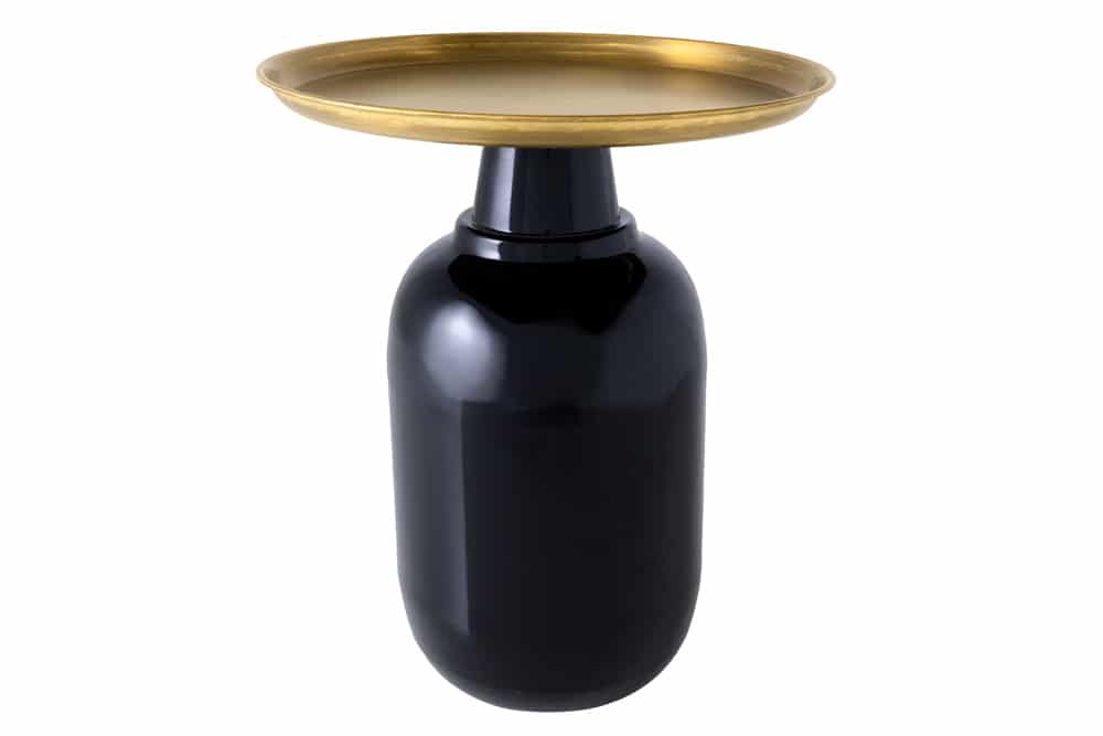 Runder Beistelltisch ELEGANCIA 50cm gold antik schwarz Metall Eisen handmade