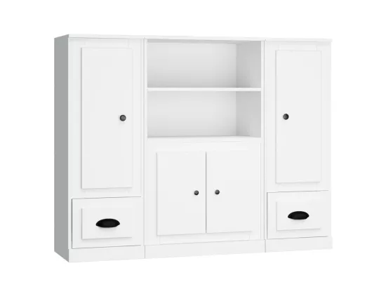 Buffets 3 pcs blanc bois d'ingénierie