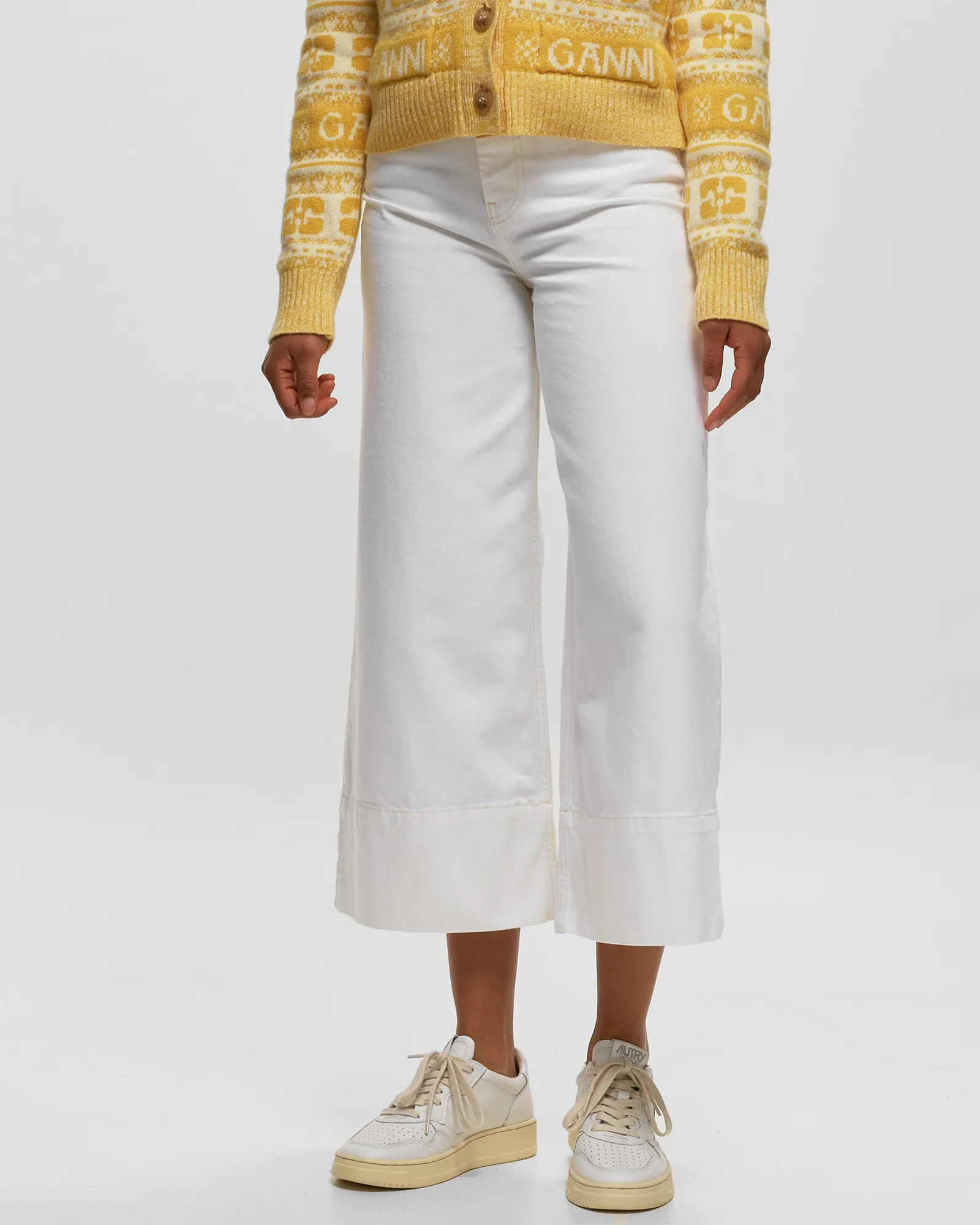 Ganni White Denim Cropped Jeans