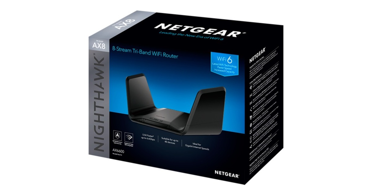 NetgearNighthawk Tri-band AX8 8-Stream AX6600 WiFi 6 Router   (Zwart)