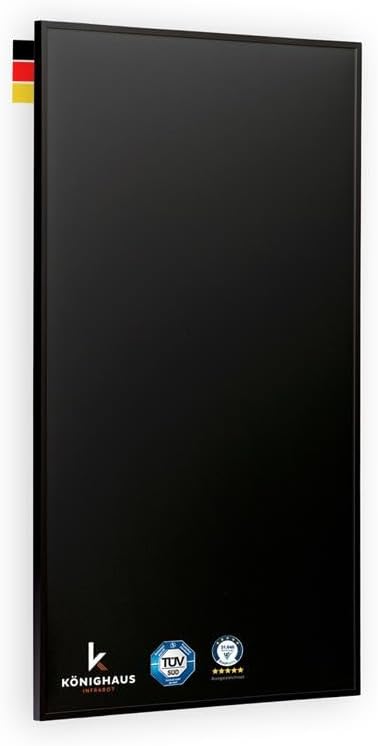 Könighaus Infrarotheizung - 800 Watt Black Edition mit TÜV SÜD + 5 Jahre Herstellergarantie ✓ Doppelter Überhitzungsschutz ✓ Heizkörper in 2-4 min auf Betriebstemperatur