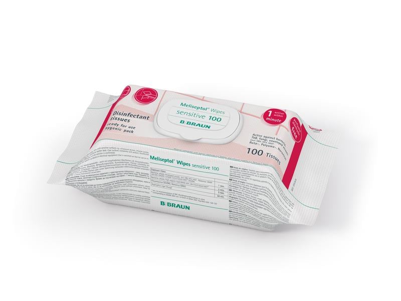 B. Braun Desinfektionstücher Meliseptol sensitive 100 Stück Wipes zur Desinfektion von Flächen