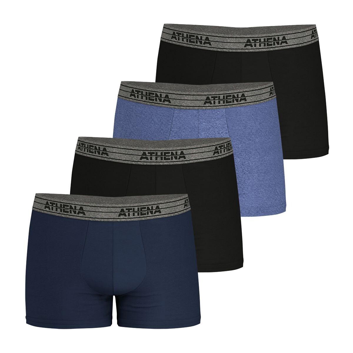 ATHENA<br>Conjunto de 4 cuecas boxer básicas de algodão