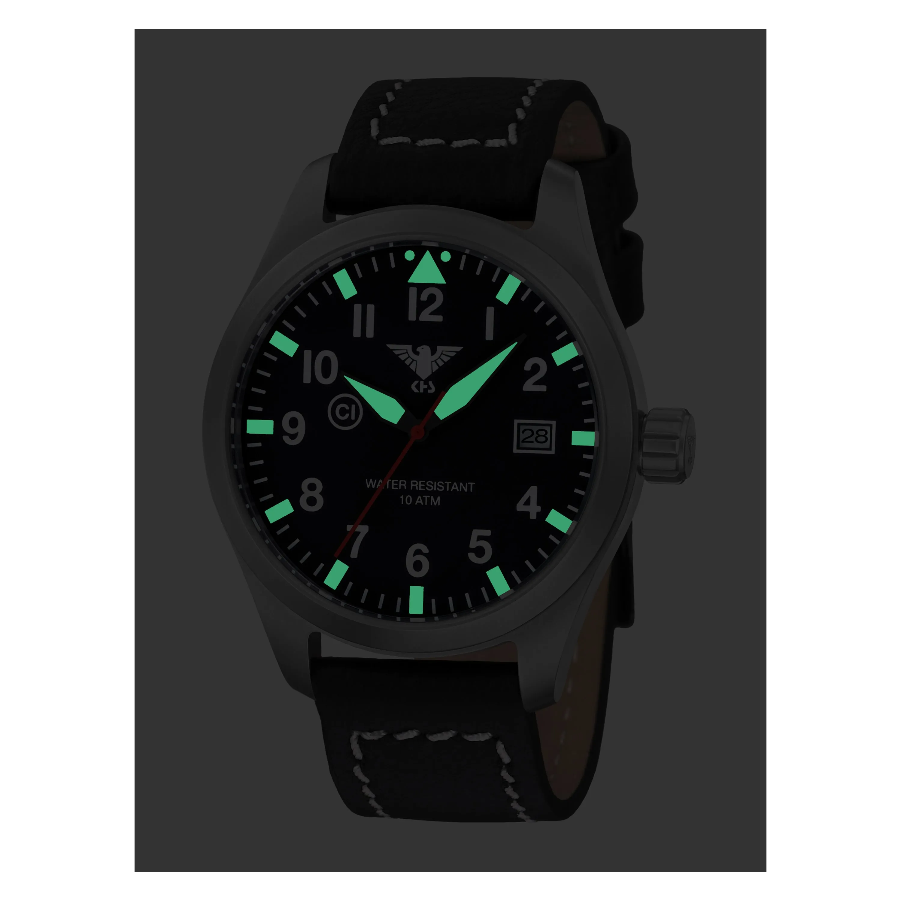 KHS -  Uhr Airleader Steel mit Büffellederband
