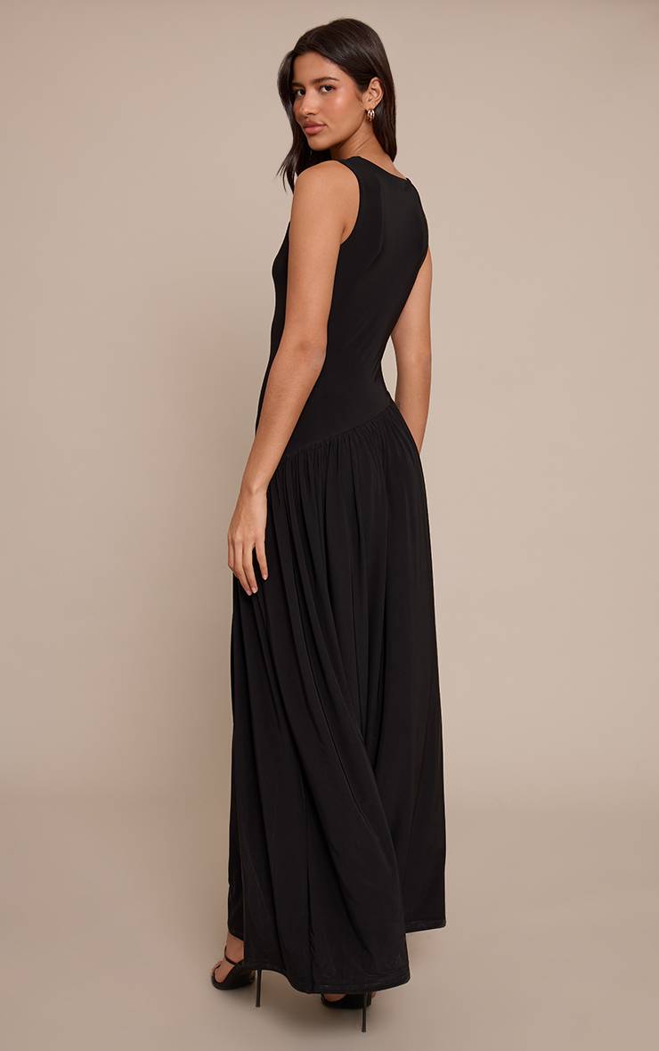 Noir Robe Maxi Asymétrique Double Couche Toucher Doux Tall