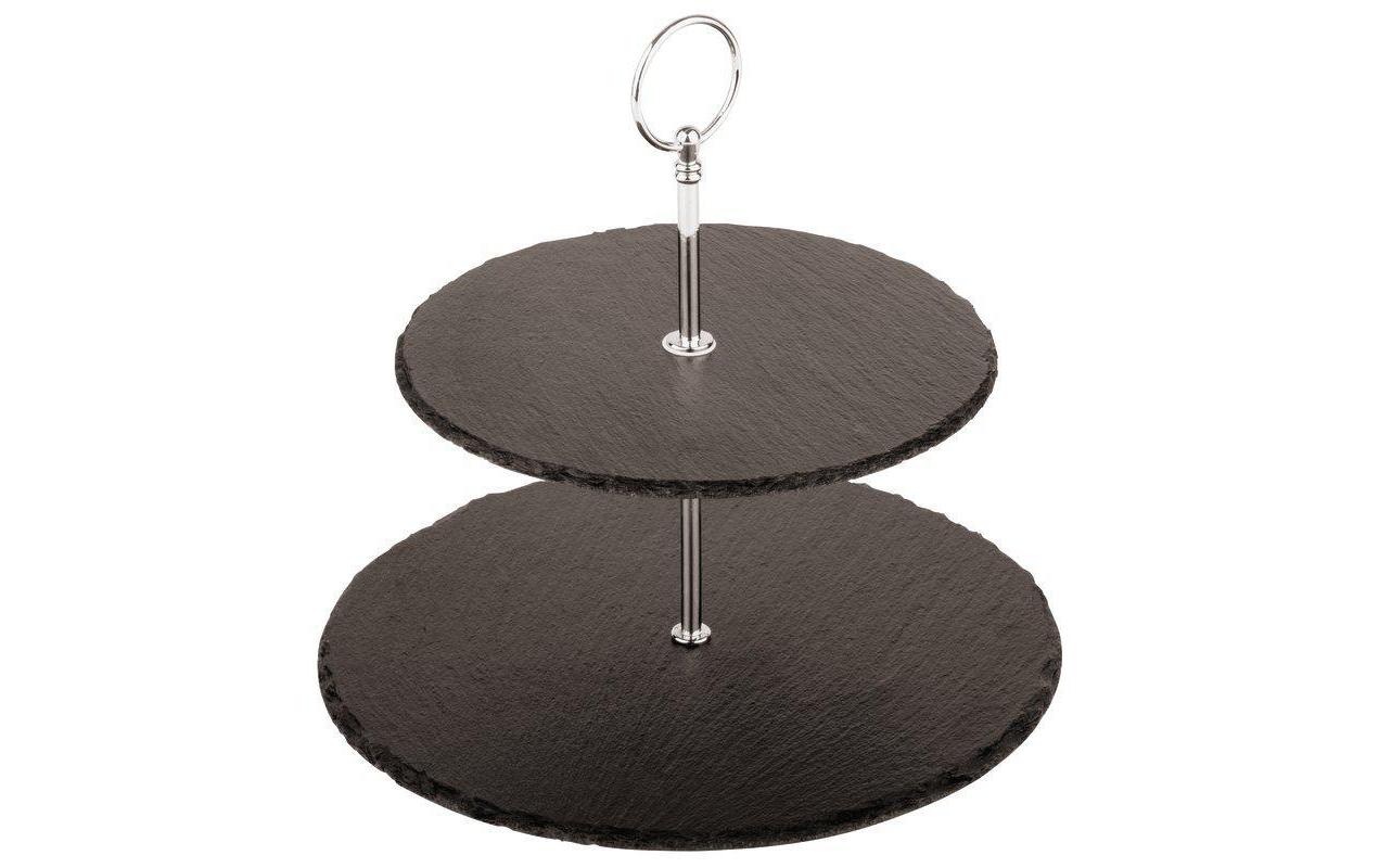 Etagere Braun/GrauEtagere 2-stufig aus Schiefer