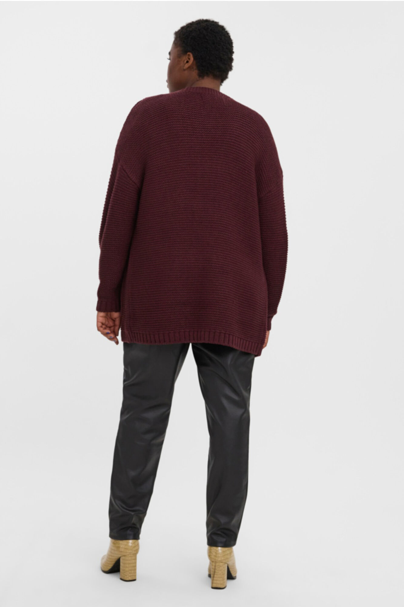 Cardigã básico de tricô Curve - Vermelho