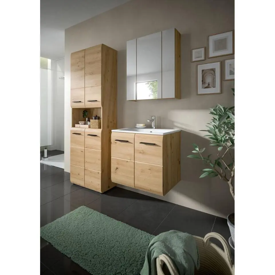 Hioshop Ice wastafel inclusief was 2 deuren eiken decor