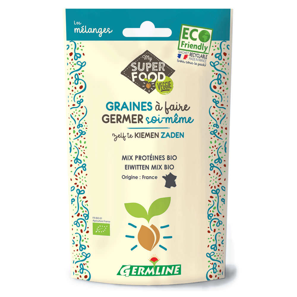 Mix protéines, pois chiches, lentille, fenugrec bio - Graines à germer