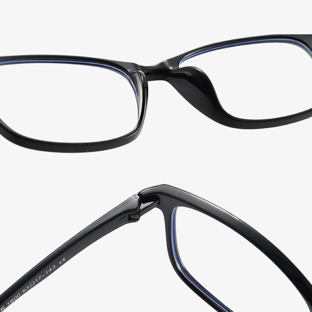 Anti Blue Light Blaulichtfilter Brille Computerbrille - Schwarz (Matt / Rechteckig)